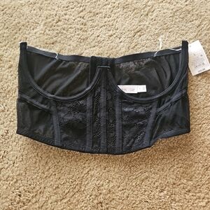 Auden Black Lace Bustier Corset Top Large NWT